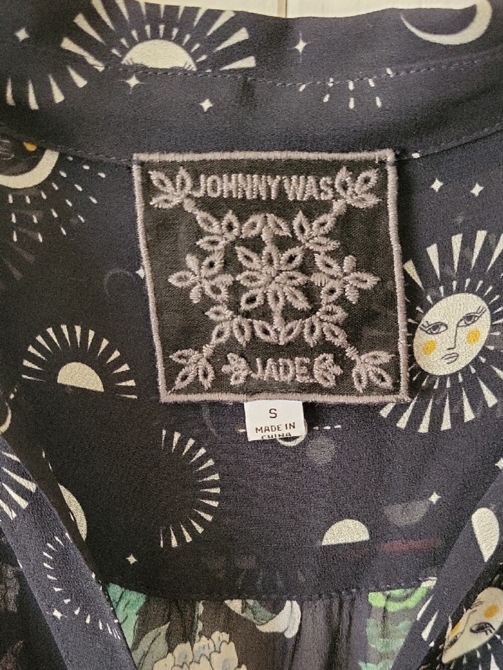 Johnny Was Navy Celestial & Floral Long Sleeve Tunic - Picture 2 of 2